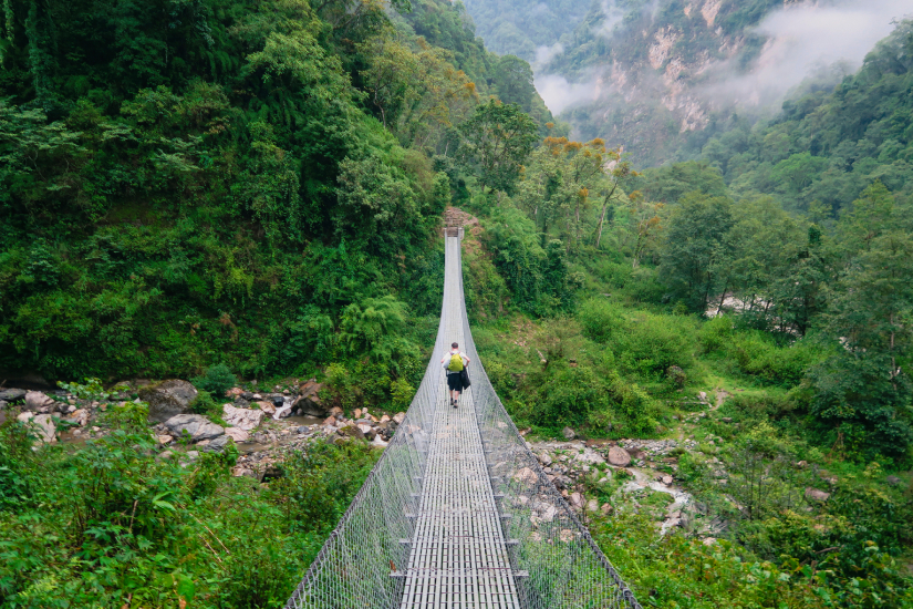 Suspension bridge, Annapurna Base Camp in Nepal