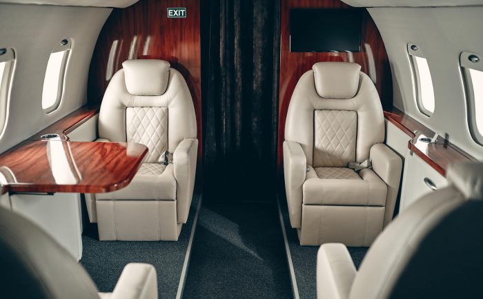 One of the many Cabin seating arrangements on the Challenger 605